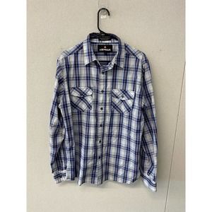AIRWALK Men's Long Sleeve Blue Plaid Print Shirt Size L
